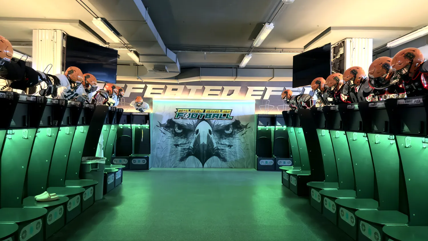 Athletic team room with AV and accent lighting