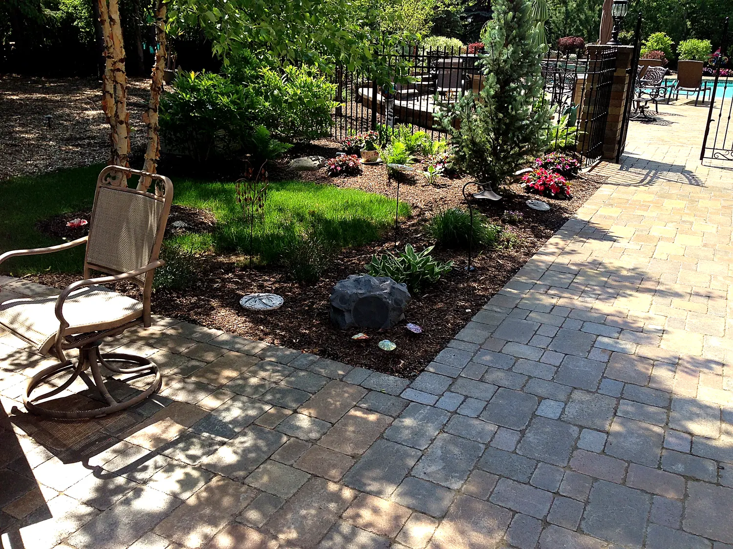 Outdoor living area with landscape audio
